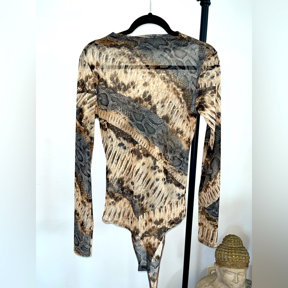 Animal print sheer body suit